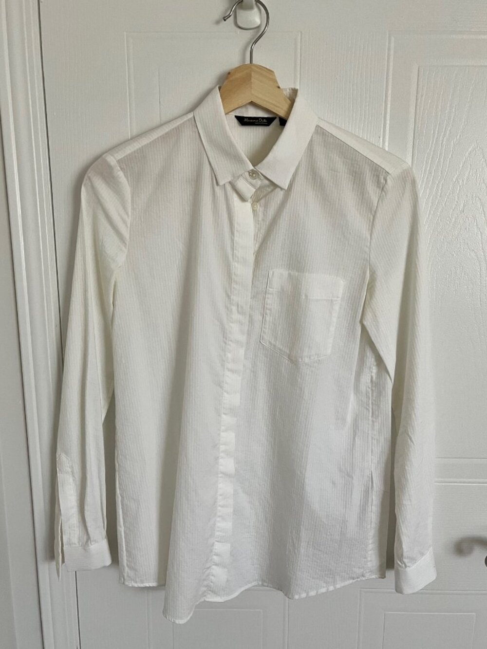 Massimo Dutti Button-Down Boyfriend Shirt White Stiped